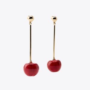 NWT. Zara Red Metal Cherry Earrings.